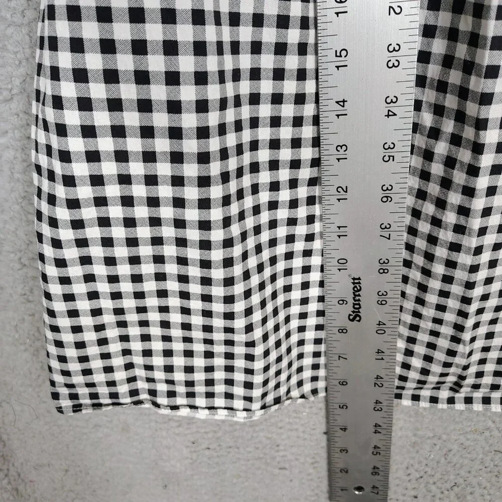 Bcbgeneration Midi Dress Women's Small Black White Gingham Check Poplin Smocked - Picture 4 of 12